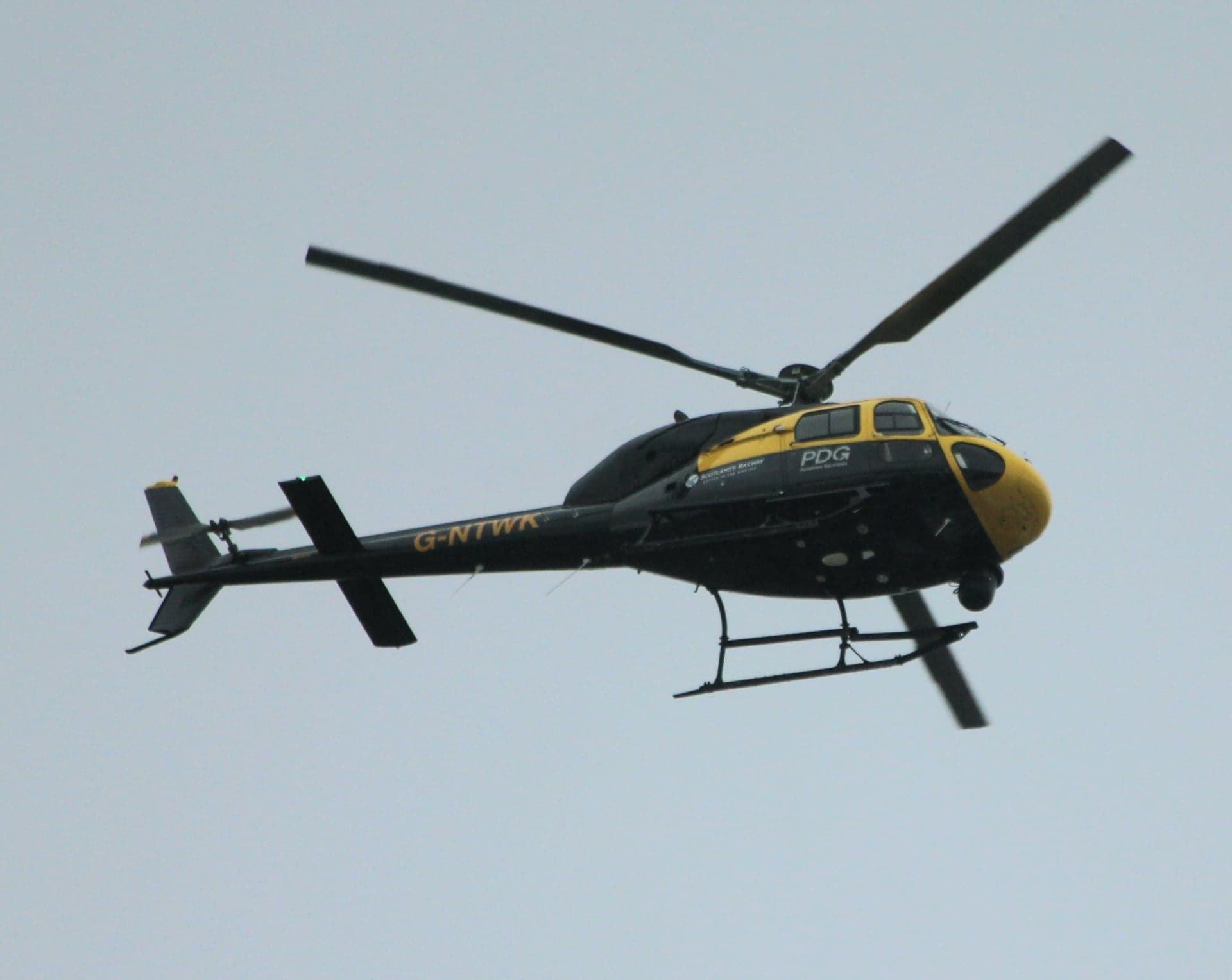 On track for the Highland Line: the chopper was surveying the railway around Kingussie. (David Macleod)