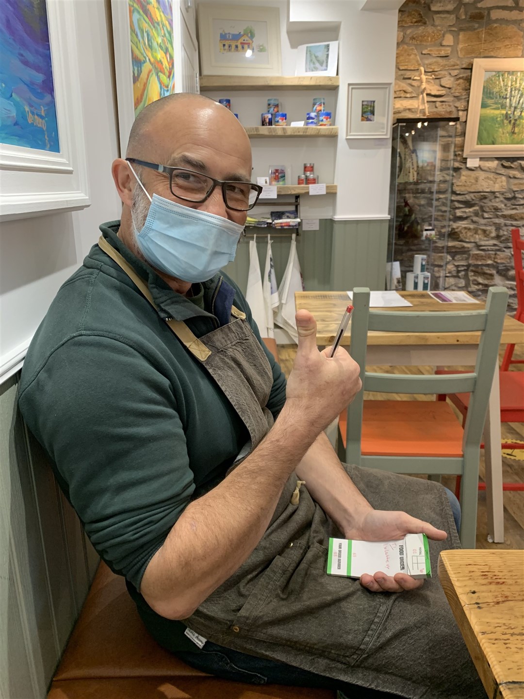 Toni Vastano takes a rest between service at the popular eatery.