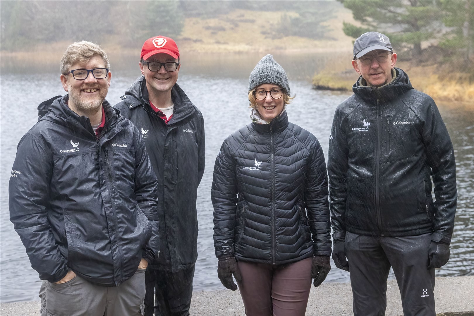 Grant Moir, Jonathon Willet and Sandy Bremner, of the Cairngorms National Park Authority, with Biodiversity Minister Lorna Slater at the release site. Picture: Beaver Trust.