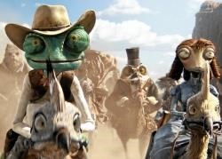 Rango voiced by Johnny Depp and Beans voiced by Isla Fisher. Picture: PA Photo/Paramount Home Entertainment