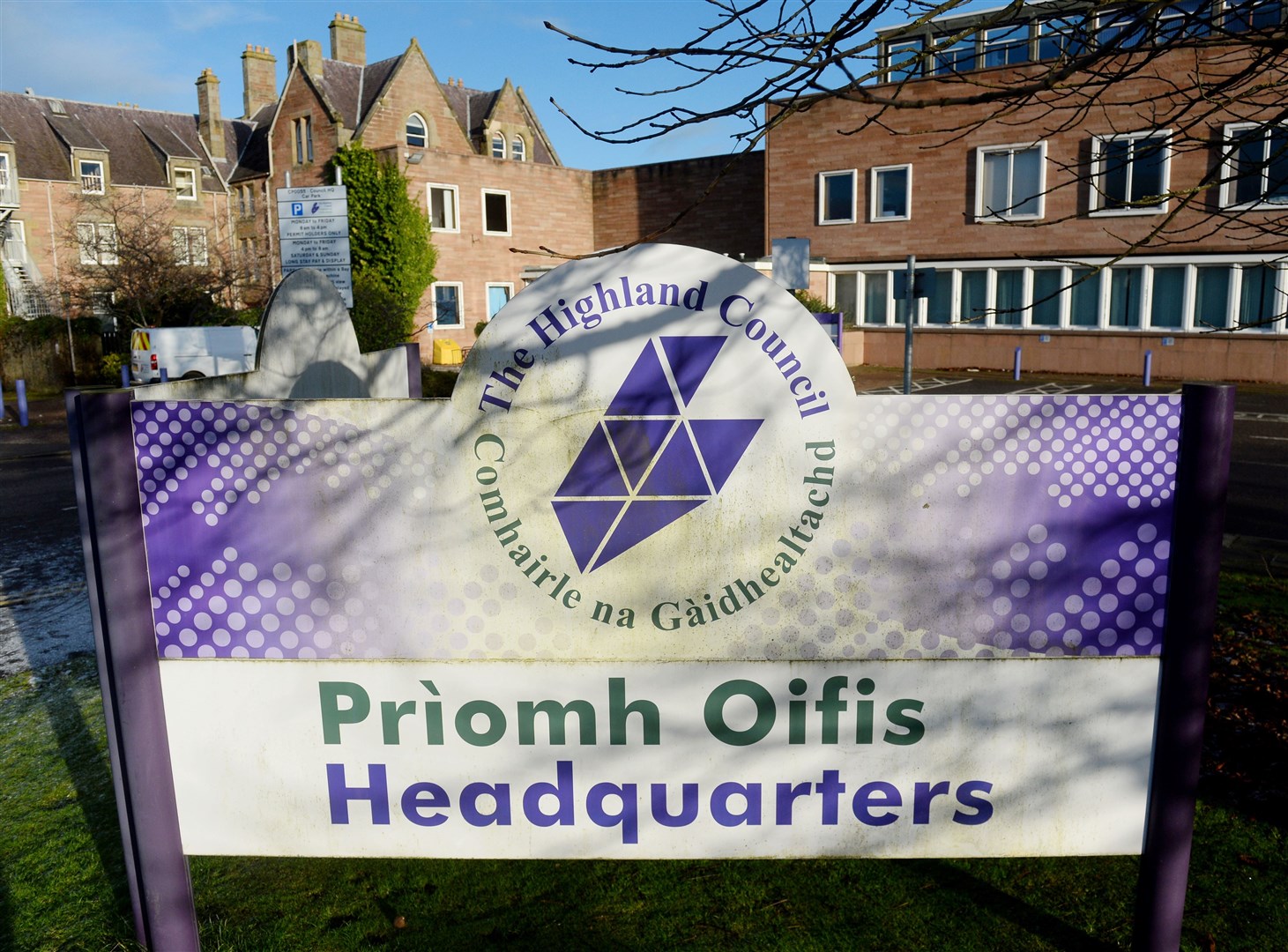 Highland Council headquarters where almost 600 former staff continued to be paid despite leaving the organisation.