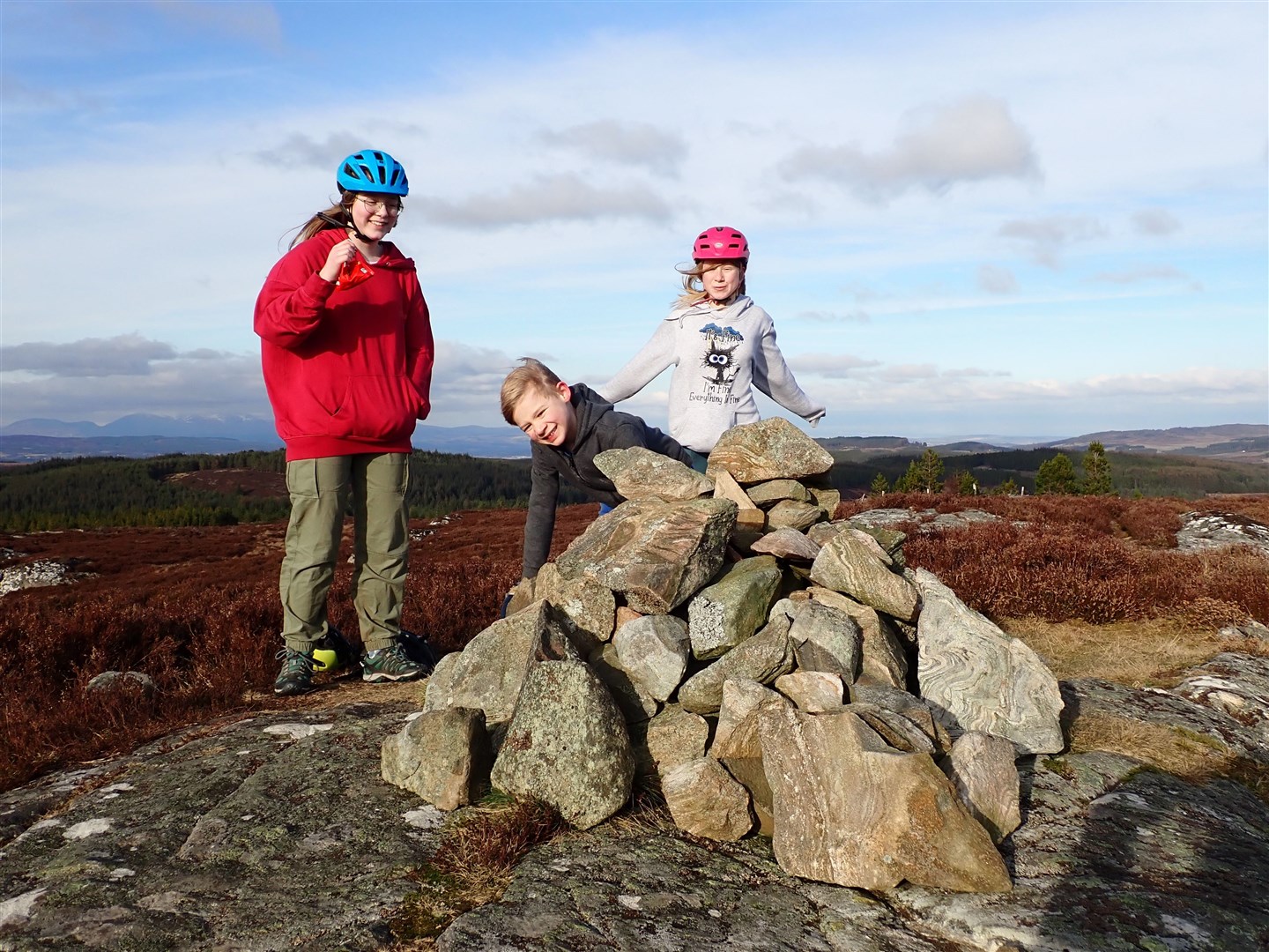 The children at the summit cairn.