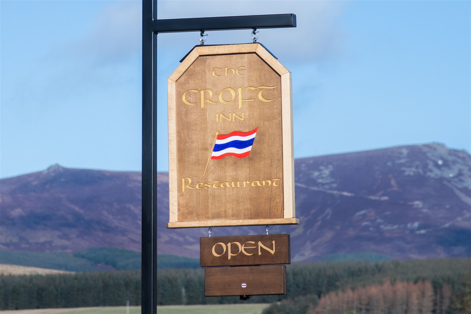 The Croft Inn's sign is adorned with the flag of Thailand. Picture: Daniel Forsyth