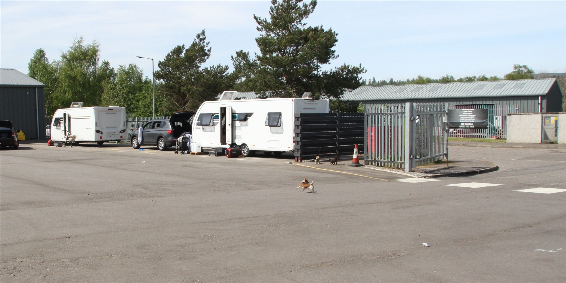 ALL QUIET: This afternoon's scene in the main area of the industrial estate, with several of the travellers said to be out at work.