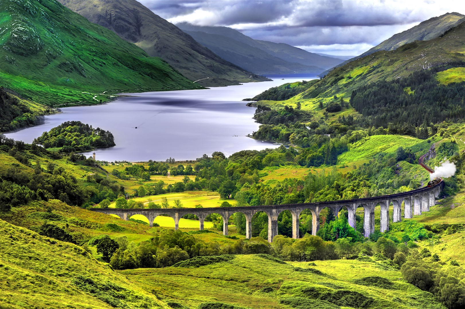 The Glenfinnan Viaduct which has been made even more famous by the Harry Potter movies.