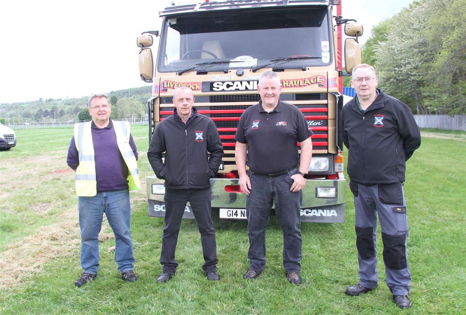 READY TO ROLL: Michael Shand, Martin Grant, John Mackintosh and Raymond McWilliam preparing the show ground earlier this week.