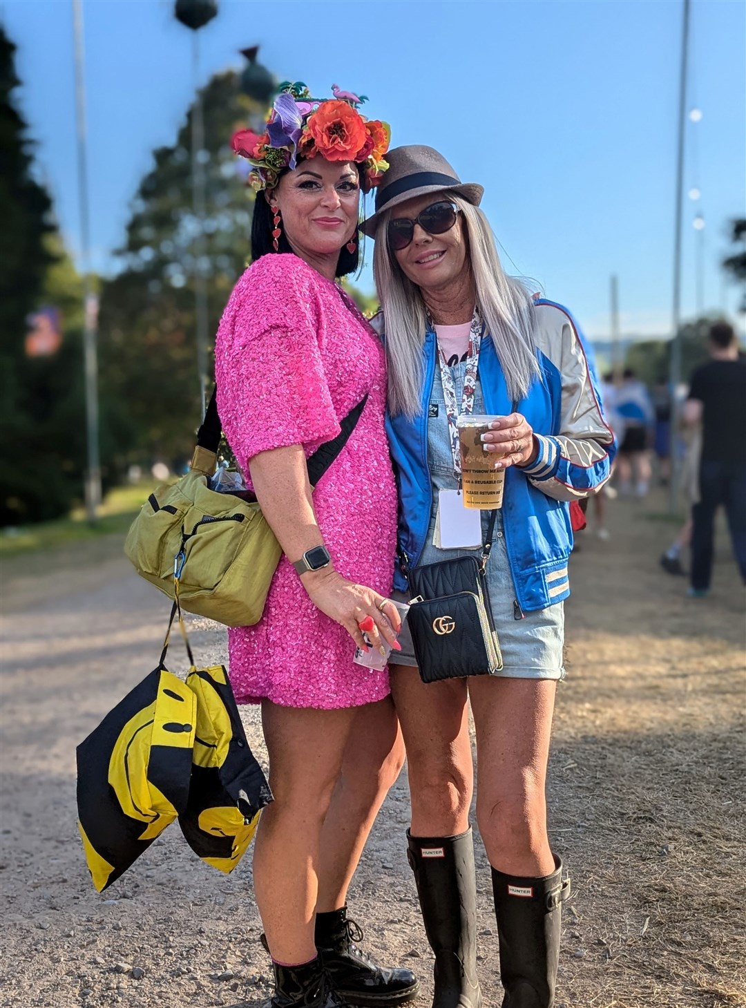 Two brightly dressed women.