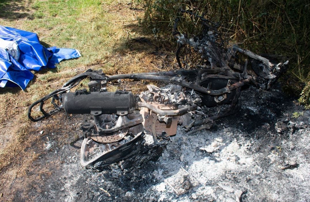 A burned moped, found in Lee Valley, used by Cameron Robinson and Mason Sani-Semedo (CPS/PA)