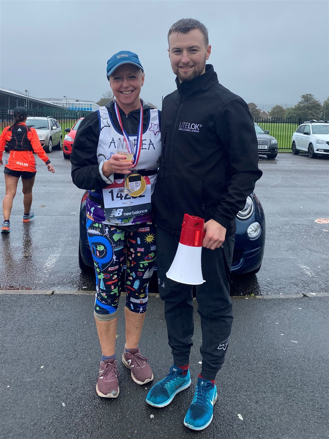 Hospital matron Andrea Bradley after completing the 2020 virtual London Marathon in Neath, Wales (Family handout/PA)