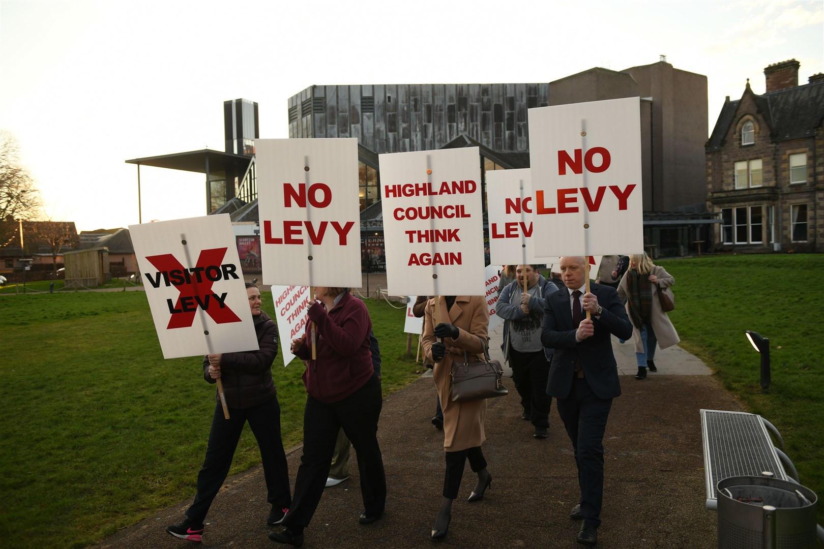 The protest against the Highland visitor levy. Picture: James Mackenzie