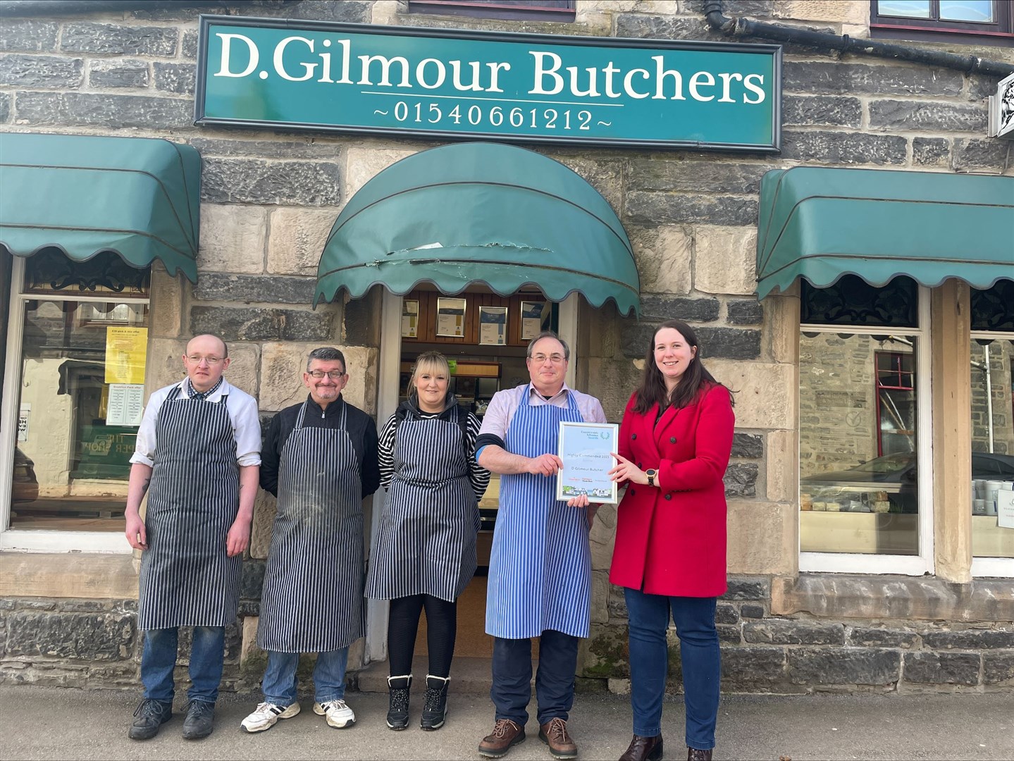 MARCH LAST YEAR: Highlands and Islands MSP Emma Roddick presents a highly commended award from the Countryside Alliance to Mr Gilmour and his team in Kingussie.
