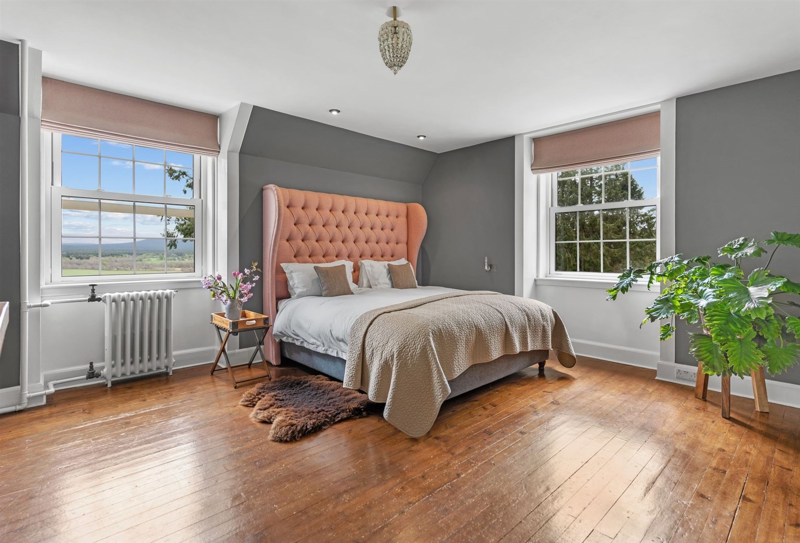 One of the bedrooms in Broomhill House.