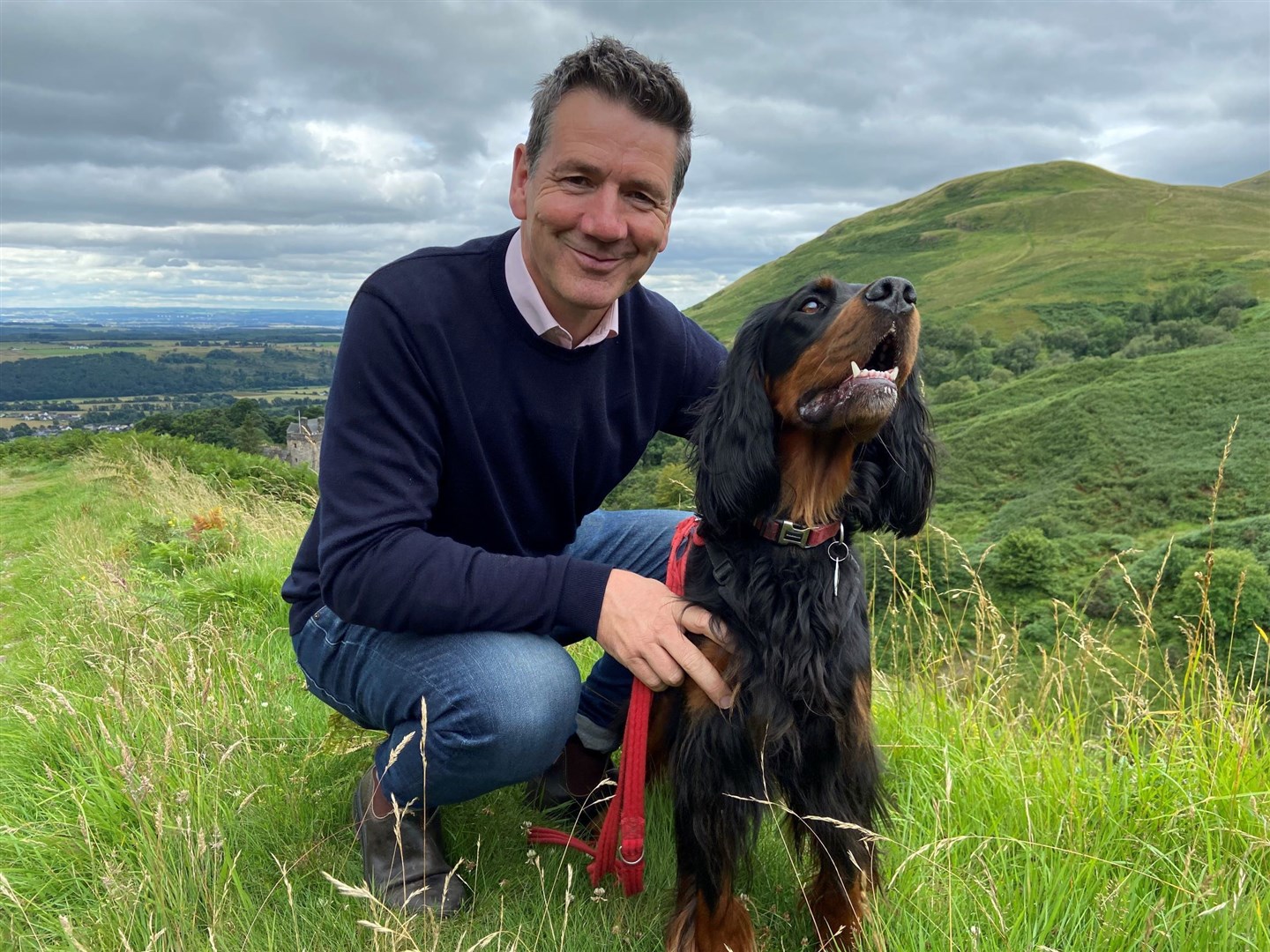 Presenter Dougie Vipond and his Gordon Setter Jessie.
