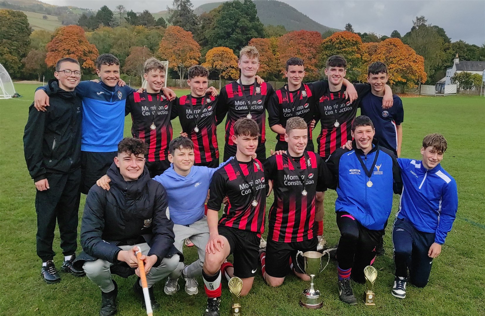 The winning Kingussie High School team including Hayden Taylor-Ramsay (front second from right) who player of the tournament.